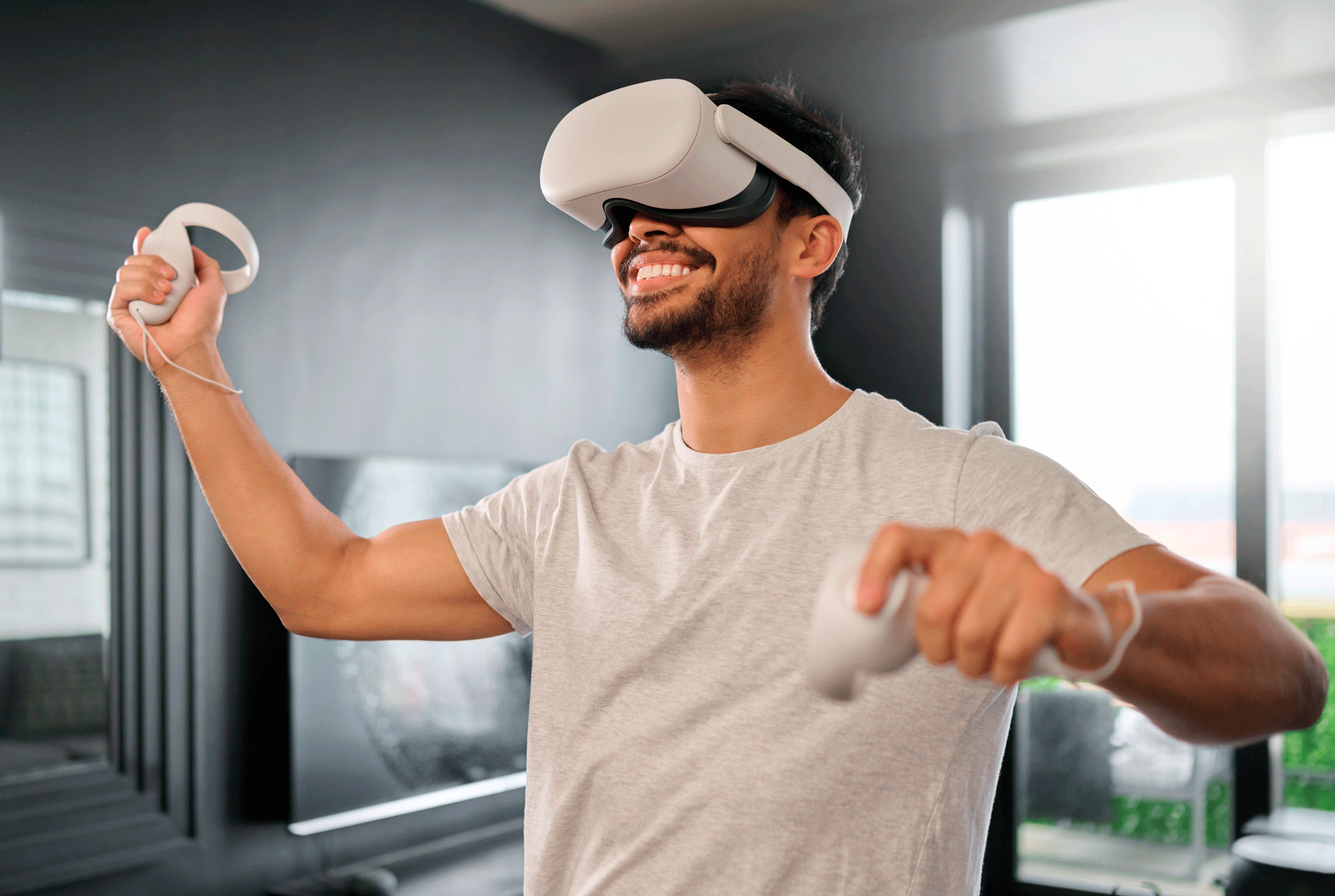 Persona con kit realidad virtual